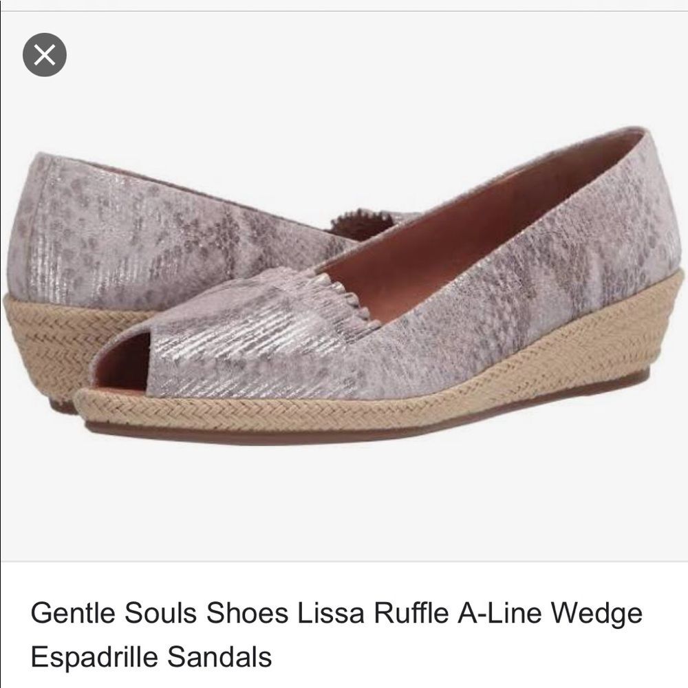 Gentle Souls Lissa Demi Wedges Peeptoe Espadrilles Shoes Size 8 NWOB
